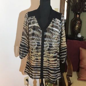 Animal print & Lace Blouse